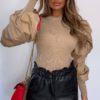 O-Neck Fashion Rivet Long Sleeve Slim Fit Blouse