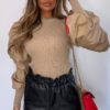 O-Neck Fashion Rivet Long Sleeve Slim Fit Blouse - Image 2
