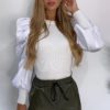 O-Neck Fashion Rivet Long Sleeve Slim Fit Blouse - Image 4