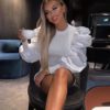 O-Neck Fashion Rivet Long Sleeve Slim Fit Blouse - Image 5
