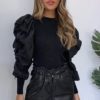 O-Neck Fashion Rivet Long Sleeve Slim Fit Blouse - Image 6