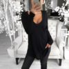 V-Neck Pocket Long Sleeve Casual Solid Loose T-shirt - Image 4