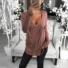 V-Neck Pocket Long Sleeve Casual Solid Loose T-shirt - Image 5