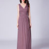 V Neck Tulle Pleated A Line Long Prom Bridesmaid Dresses - Image 2