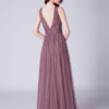 V Neck Tulle Pleated A Line Long Prom Bridesmaid Dresses - Image 4