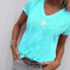 V-neck Fashion Five-pointed Star Short Sleeve Blouse - Image 3