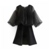 A Line Puff Sleeve Fashion Patchwork Mini Dress