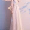 A Line V Neck Sequined Long Sleeves Wedding Guest Dresses