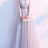 A Line V Neck Sequined Sleeveless Floor Length Pleated Party Dresses