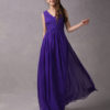 A-Line V-neck Wrapped Bodice Floor-length Chiffon Bridesmaid Dress