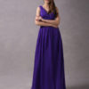 A-Line V-neck Wrapped Bodice Floor-length Chiffon Bridesmaid Dress - Image 3