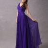 A-Line V-neck Wrapped Bodice Floor-length Chiffon Bridesmaid Dress - Image 4