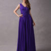 A-Line V-neck Wrapped Bodice Floor-length Chiffon Bridesmaid Dress - Image 5