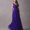 A-Line V-neck Wrapped Bodice Floor-length Chiffon Bridesmaid Dress - Image 6