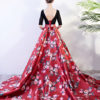 Prom Dresses Floral Print Quinceanera Dress Backless Lace Satin Chapel Train Women Pageant Dress - Image 5