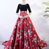 Prom Dresses Floral Print Quinceanera Dress Backless Lace Satin Chapel Train Women Pageant Dress - Image 3