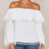 Bardot Tops Long Sleeves Ruffles Off The Shoulder Tops - Image 4