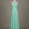 Blush Strapless Backless Chiffon Draped Flower A Line Long Wedding Party Bridesmaid Dress - Image 16