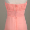 Blush Strapless Backless Chiffon Draped Flower A Line Long Wedding Party Bridesmaid Dress - Image 17