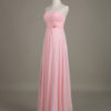 Blush Strapless Backless Chiffon Draped Flower A Line Long Wedding Party Bridesmaid Dress - Image 2