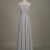 Blush Strapless Backless Chiffon Draped Flower A Line Long Wedding Party Bridesmaid Dress - Image 19