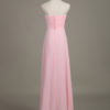 Blush Strapless Backless Chiffon Draped Flower A Line Long Wedding Party Bridesmaid Dress - Image 3