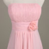 Blush Strapless Backless Chiffon Draped Flower A Line Long Wedding Party Bridesmaid Dress - Image 4