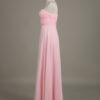 Blush Strapless Backless Chiffon Draped Flower A Line Long Wedding Party Bridesmaid Dress - Image 5
