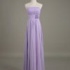 Blush Strapless Backless Chiffon Draped Flower A Line Long Wedding Party Bridesmaid Dress - Image 6