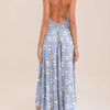 Boho Dress High Low Floral Dress Sleeveless Backless Beach Dress - Image 3