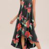 Boho Dress High Low Floral Dress Sleeveless Backless Beach Dress - Image 4