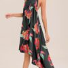 Boho Dress High Low Floral Dress Sleeveless Backless Beach Dress - Image 5