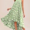 Boho Dress High Low Floral Dress Sleeveless Backless Beach Dress - Image 6