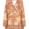 Boho Dress V Neck Long Sleeves Floral Print Oversized Shift Dress - Image 4