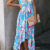 Boho Dress V Neck Short Sleeves Printed Beach Dress - Image 2