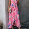 Boho Dress V Neck Short Sleeves Printed Beach Dress - Image 3