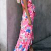 Boho Dress V Neck Short Sleeves Printed Beach Dress - Image 4