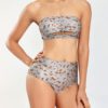 Leopard Printed Lace Up Polyester Bras Lingerie