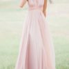 Bridesmaid Dress A Line Floor Length Backless Chiffon Prom Dress