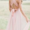 Bridesmaid Dress A Line Floor Length Backless Chiffon Prom Dress - Image 2
