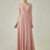 Bridesmaid Dress A Line Floor Length Straps Chiffon Pleated Wedding Party Dress