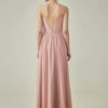Bridesmaid Dress A Line Floor Length Straps Chiffon Pleated Wedding Party Dress - Image 3