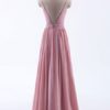 Bridesmaid Dress A Line Floor Length Straps Chiffon Pleated Wedding Party Dress - Image 5