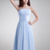 Bridesmaid Dress Chiffon Spaghetti Strap Ruched Waist A Line Prom Dress - Image 5