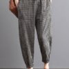 Casual High Drawstring Waist Plaid Check Long Harem Pants