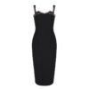 Celebrity Mid Calf Zipper Sexy Lace Bodycon Dress - Image 4