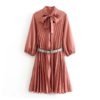 Chic Pleated Stylish Mini Dresses With Snake Belt - Image 2