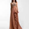 Chiffon Evening Dress Sequin Bridesmaid Dress Sleeveless Ruffle Pleated Floor Length Party Dress