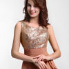 Chiffon Evening Dress Sequin Bridesmaid Dress Sleeveless Ruffle Pleated Floor Length Party Dress - Image 6