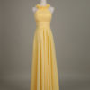 Chiffon Flower Crewneck A Line Long Wedding Party Bridesmaid Dress